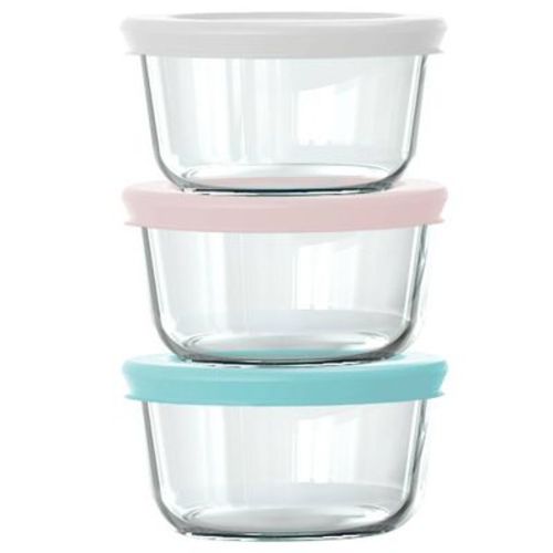 Pyrex® Simply Store® 6pc 1c Round Glass Storage Set With Assorted Color Lids: Dishwasher-safe Food Containers : Target