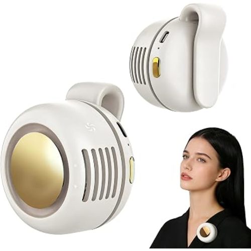 Portable Fan,2-in-1 Waist Clip On Bladeless, Ultra-Quiet Mini Personal Neck Fan 3 Speeds with 360°Adjustable Clip USB Rechargeable for Hiking,Office & Outdoor