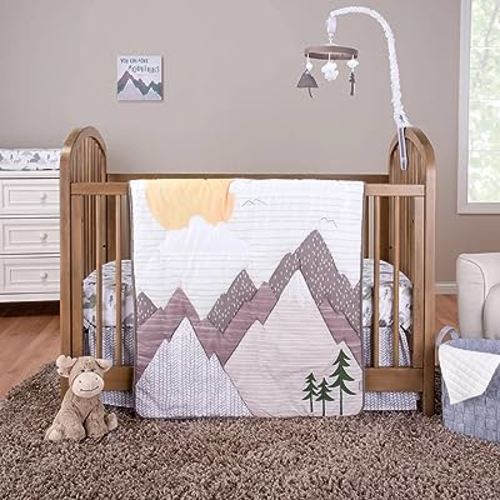 Trend Lab Mountain Baby 3 Piece Crib Bedding Set, Includes Nursery Quilt, Fitted Crib Sheet and Crib Skirt