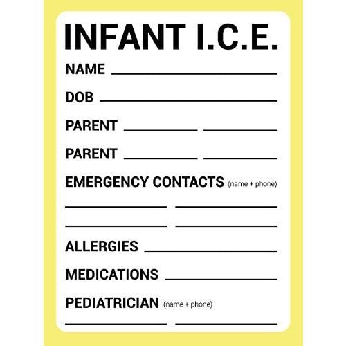 BlueApe ICE Infant Car Seats Medical Information Stickers - Emergency Stickers for Cars - Baby Monitor Car Accessories (Yellow, 5 Pack)
