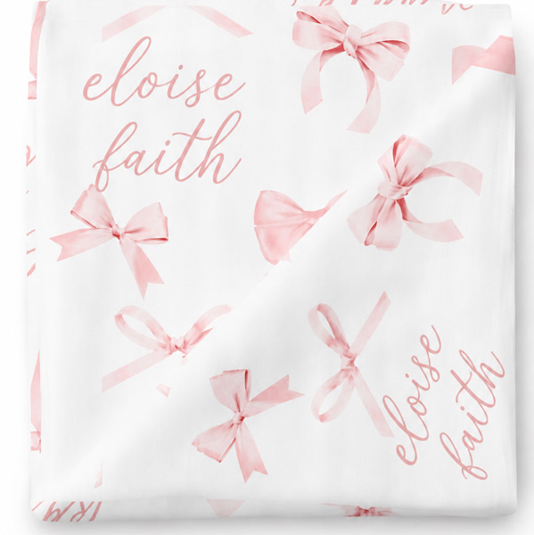 Bow Personalized Baby Name Swaddle Blanket | Caden Lane