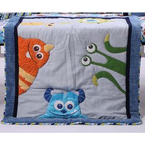 CribMATE Blue Monster Crib Comforter Pillow Set Baby Boy Toddler Monster Comforter + Pillow Set
