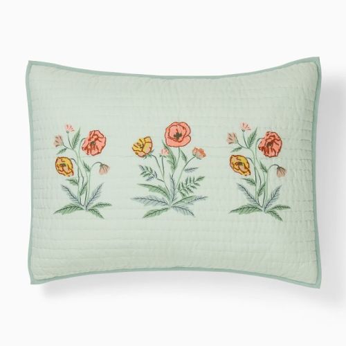 Pink Chicken Poppy Floral Cotton Shams