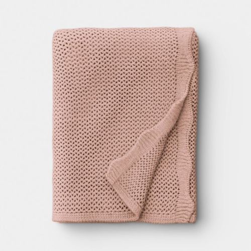 Knit Throw with Scalloped Edge Pink - Threshold™