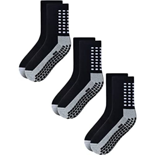 RATIVE Anti Slip Non Skid Ankle and Crew Socks with Grippers for Men Women
