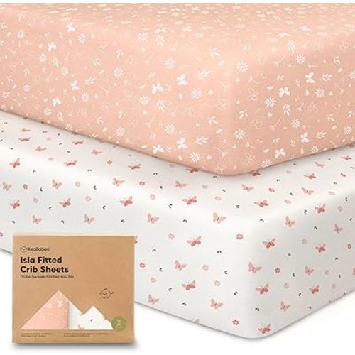 2-Pack Crib Sheets for Boys,Girls - Viscose Derived from Bamboo Fitted Crib Sheet, Organic Baby Crib Sheets, Crib Mattress Sheet,Toddler Bed Sheets,Baby Sheets for Crib Fitted Sheets(Butterflies)
