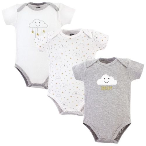 Hudson Baby Cotton Bodysuits 3pk, Gray Clouds, Size: 6-9 months