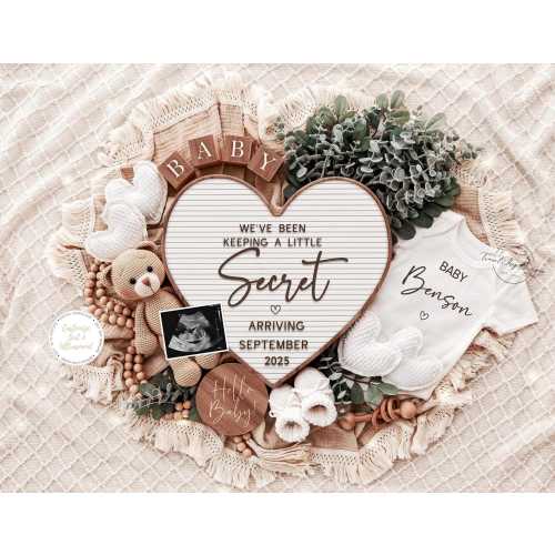 Pregnancy Announcement Template, Digital Pregnancy Announcement, Baby Announcement, Instant Download, Editable Baby Announcement, Secret