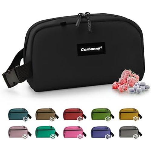 CERBONNY Small Cooler Bag Freezable Lunch for Work School Travel,Leak-proof Bag,Small Insulated For Kids/Adults,Freezer Bags,Freezable Snack Bag,Mini Fit Yogurt Black