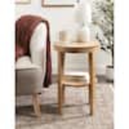 Kate and Laurel Talcott 16 in. Natural Round Solid Wood End Table 226995