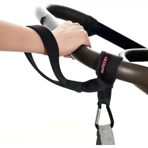 Momcozy Handle Strap for Baby Stroller | Safety Wrist Leash | Adjustable Pram Wheelchair Hand Leash | with Hooks for Storing Items | Security-Accessory for Child Safety