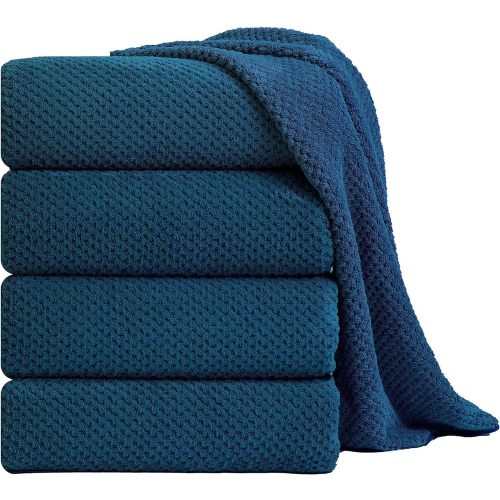 Jessy Home 4 Pack Towel Sets Oversized Bath Sheet Towels 600 GSM Ultra Soft Navy Blue Bath Towels