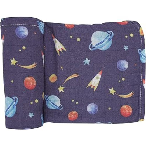 immispace - Ultra Soft Swaddle Blanket | Muslin Blankets for Girls & Boys | Newborns & Infants Gifts | 30% Organic Cotton + 70% Rayon | Large 47" x 47" | Machine Washable (Rocket)