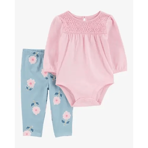 Baby 2-Piece Eyelet Long-Sleeve Bodysuit Pant Set - Carter's | Carter's