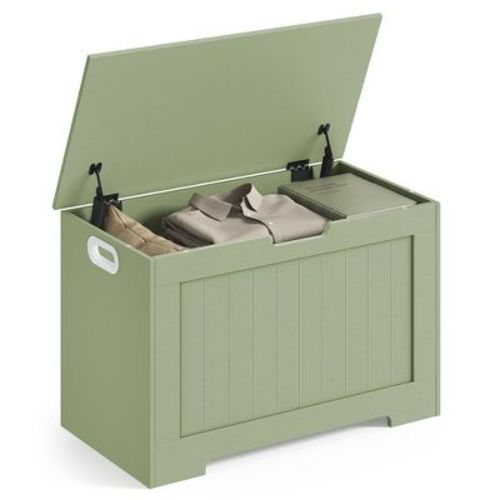 Vasagle Storage Chest, Storage Bench, Entryway Bench With 2 Safety Hinges, Shoe Bench, Farmhouse Style, 15.7 X 29.9 X 18.9 Inches, Laurel Green