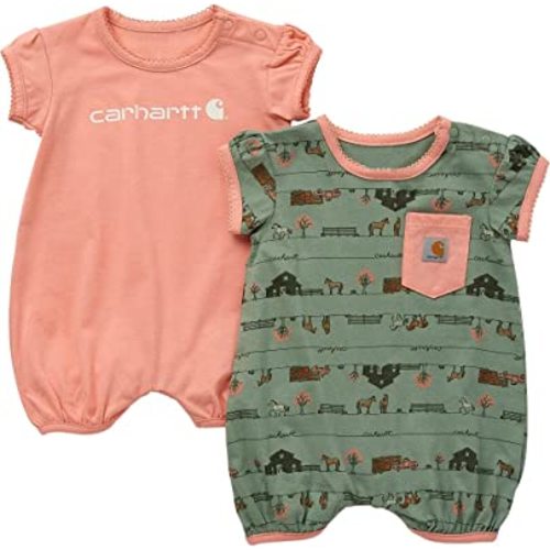 Carhartt Baby Girls' Short-Sleeve Romper 2-Piece Set