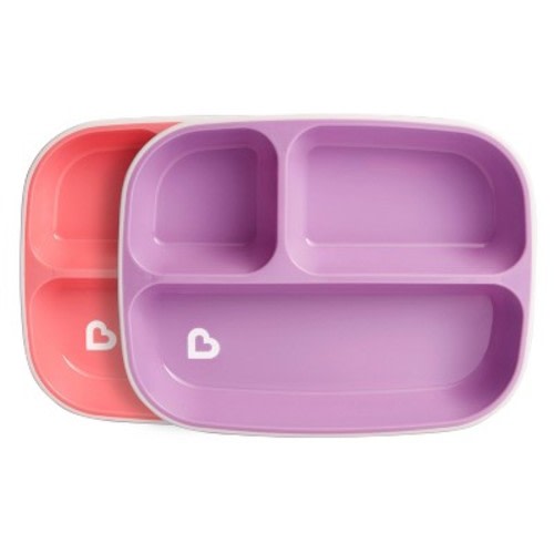Munchkin 2pk Splash Toddler Divided Plates, Color: Pink/Purple