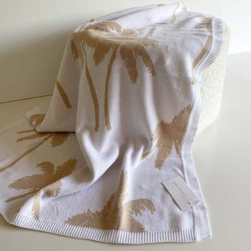 palm tree blanket - tan