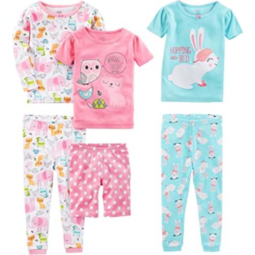 Simple Joys by Carter's Girls' 6-Piece Snug Fit Cotton Pajama Set