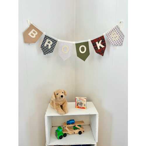 Custom Boy Name Banner: Hand-Cut Felt Letter Bunting