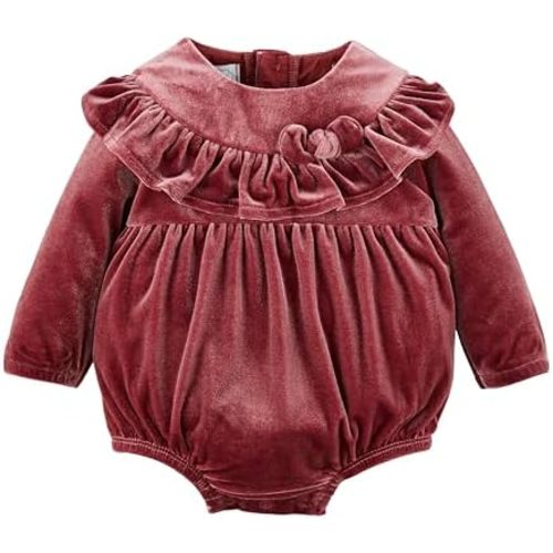 Mud Pie Baby Girls Baby Berry Velvet Romper