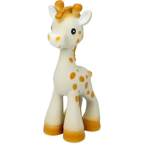 Nuby Jackie The Giraffe Super Soft Teether Toy with Squeaker, 100% Natural Rubber