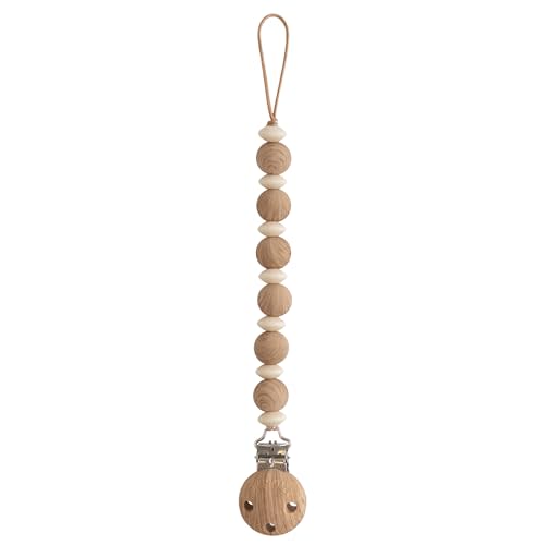 mushie 100% Silicone Baby Pacifier Clip BPA Free | Luna (Faux Wood)