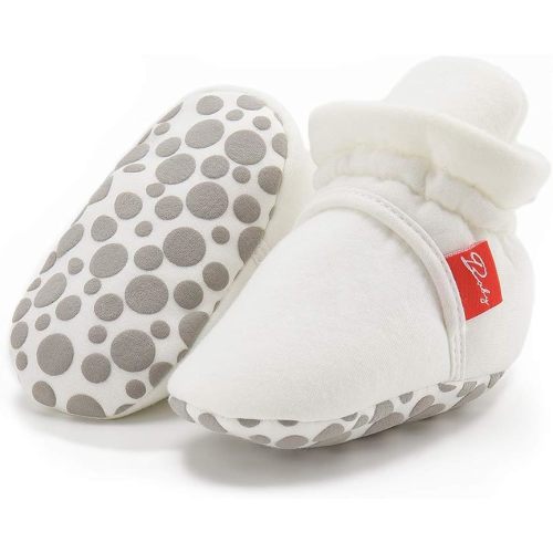 Infant Baby Boys Girls Cozy Fleece Booties Stay on Slippers Non Slip Soft Gripper Sock Shoes Toddler First Walker Newborn Crib Birthday Shower Gift