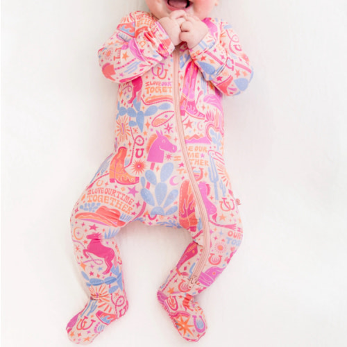 Raising Mama Bamboo Footie Onesie Sleeper, Saddle Up