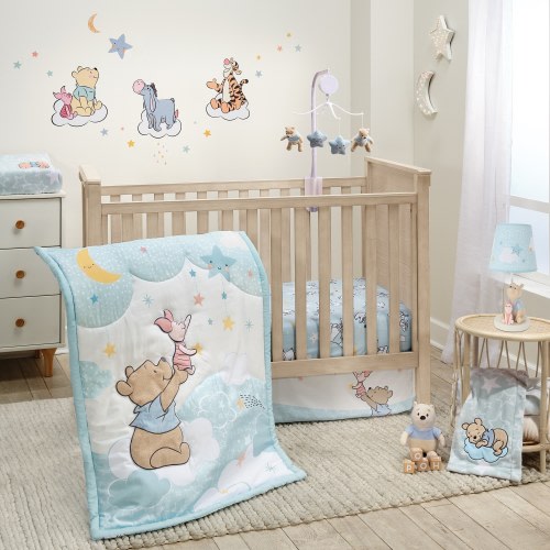 Bedtime Originals Disney Baby Starlight Pooh 3-Piece Blue Nursery Crib Bedding Set