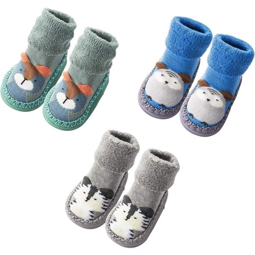 MarJunSep Infant Baby Boy Girls Toddlers Moccasins Non-Skid Indoor Slipper Shoes Socks Booties with Grips