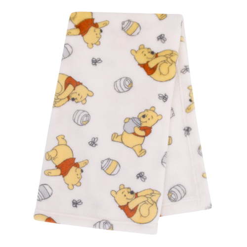 Disney Winnie The Pooh Plush Baby Blanket, Ivory, Infant Girl or Boy, Unisex