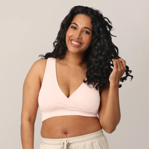 French Terry Racerback Nursing & Sleep Bra | Soft Pink