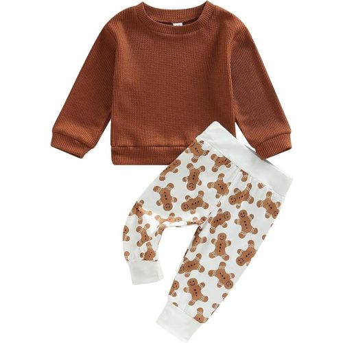 Sasaerucure Infant Toddler Baby Boy Halloween Outfits Long Sleeve Shirts Pumpkin Sweatshirt with Pants 2Pcs Winter Clothes