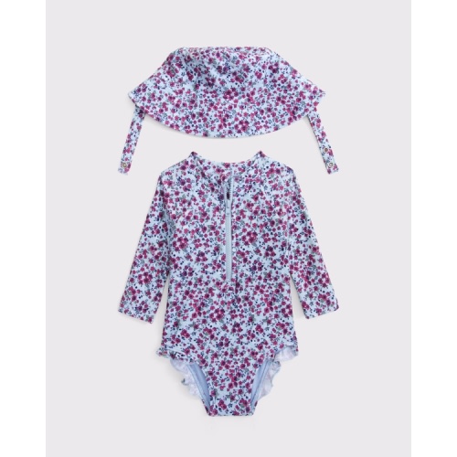 9 months | baby long-sleeve one-piece rashguard swim set