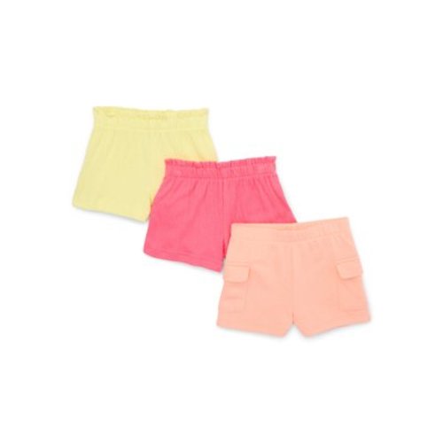 Garanimals Baby Girls Jersey Knit and French Terry Shorts, 3-Pack, Sizes 0-24 Months
