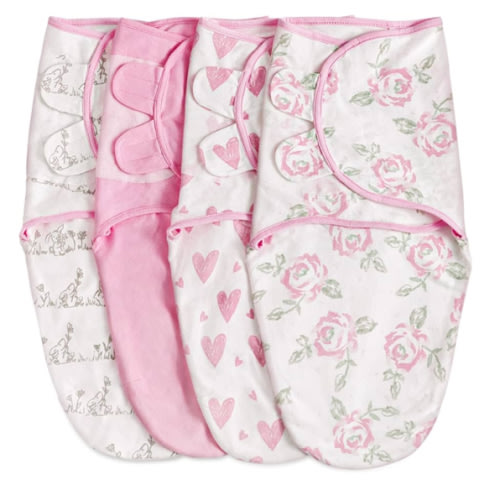 Organic Baby Swaddle Sleep Sacks, 4-Pack Swaddles for Newborns Baby Essentials, Infant 0-3 Months, 100% Cotton Soft & Snug Adjustable Wrap Nursery Swaddling Blankets Improves Sleep