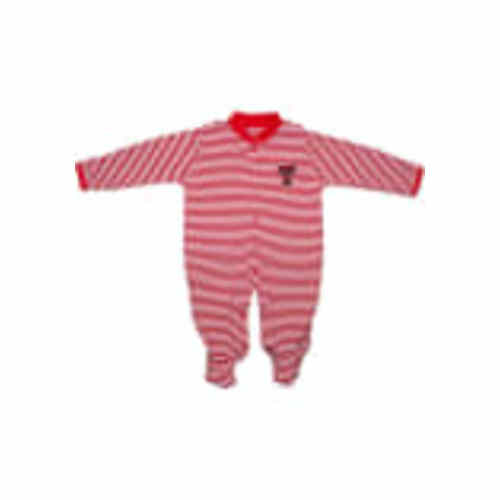 Texas Tech Red Raiders RED Baby Striped Footed Romper Pajamas