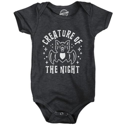 Creature of the Night Baby Bodysuit Funny Cute Halloween Bat Graphic Jumper for Infants - Crazy Dog Baby Bodysuit