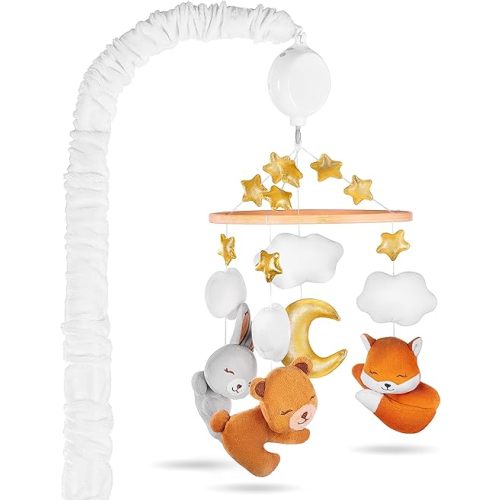 Musical Baby Crib Mobile for Girls Boys - Hanging Baby Mobile for Crib Music Toy, 35 Songs, Volume Control - Nursery Mobiles for Babies Ages 0 to 12 Months (Compact)