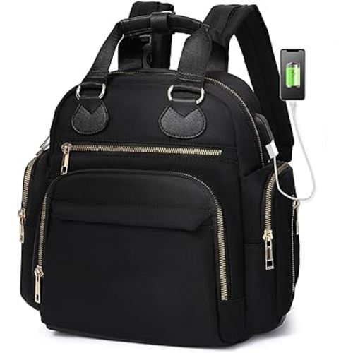 Small Diaper Bag Backpack Mini Baby Diaper Bag with 13 Pockets, Trave Baby Backpack for Boys Girls, USB Charging Port, Wet Dry Bag,3 Insulated Pockets, Stroller Straps,Black