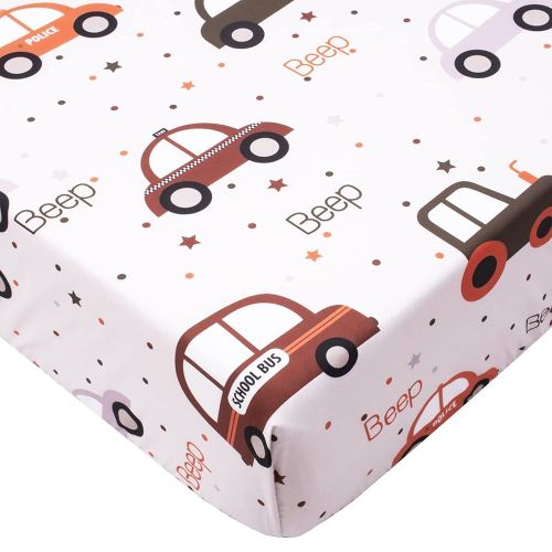 Cloele Fitted Crib Sheet - Baby Nursery Sheet 100% Polyester 1 Pack Cozy Bed Sheet for Standard Crib and Toddler Mattresses - Car Nursery Bed Sheet Infant Toddler Sheet for Baby
