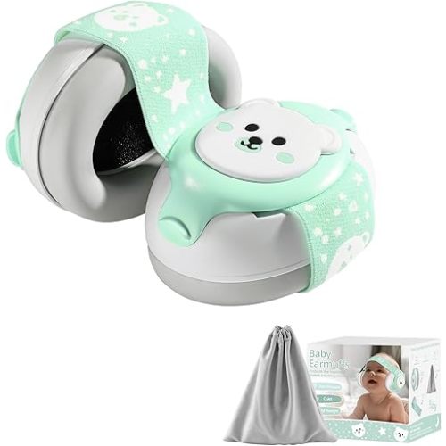 Baby Earmuffs,Bear Infant Headphones Noise Cancelling Baby Ear Protection with Adjustable Headband Baby Sound Proof Headphones, Baby Travel Essentials for Travel/Sleep/Plane/Noisy Event