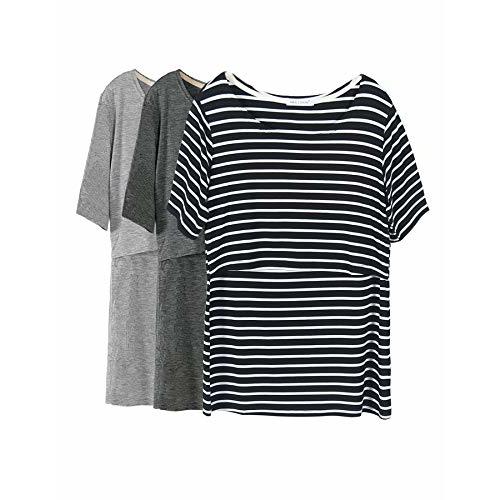 Smallshow Women's Maternity Nursing Tops Short Sleeve Breastfeeding Clothes