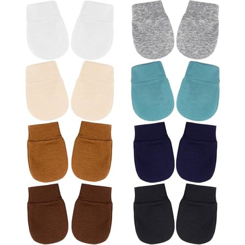 BQUBO Newborn Infant Toddler Mittens No Scratch Cotton Elastic Wrist Gloves Hypoallergenic for 0-6 Months Baby Boys Girls