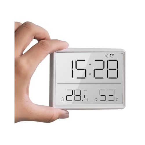 GooDay Smart Digital Alarm Clock, w/Magnetic Attraction, Indoor Temperature Humidity, HD Screen Hour Date, Battery Operated - White