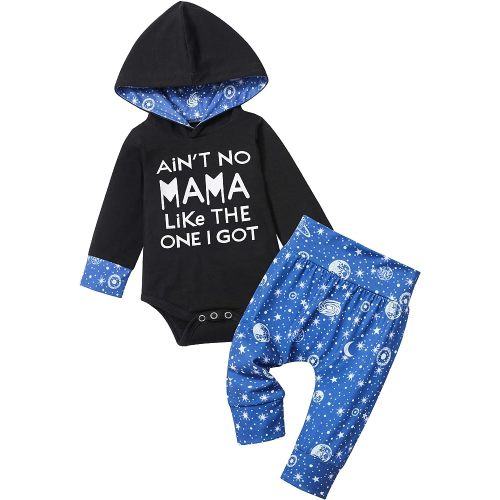 Fommy Newborn Baby Boy Clothes Plaid Letter Print Long Sleeve Hoodies + Long Pants 2PCS Fall Winter Outfits Set