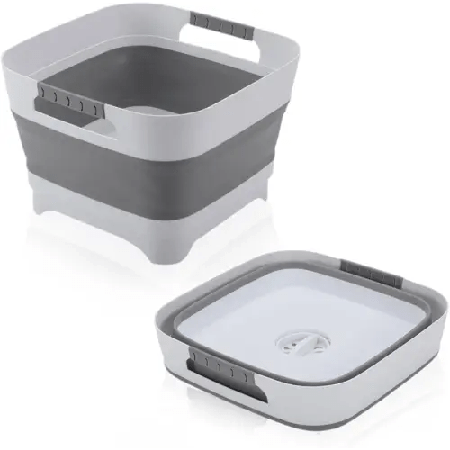 PandaEar Collapsible Baby Bottles Wash Basin, Foldable Wash Tub with Drain Plug for Infant Essentials, Bottles, Breast Pump, Kitchen, Camping, and Travel Use