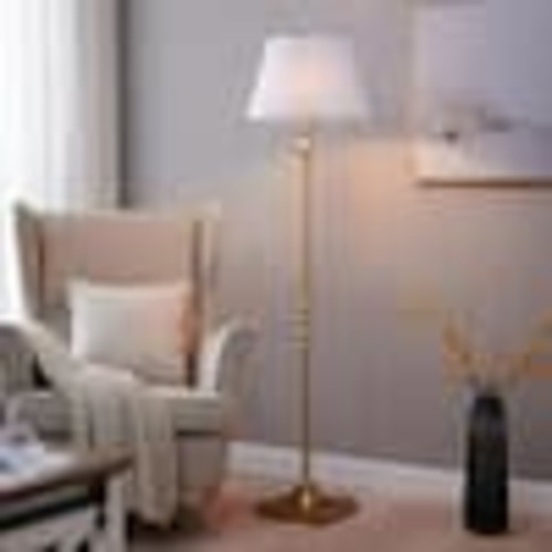 KAWOTI 60.5 in. Gold Floor Lamp with Bell Fabric Shade 21159