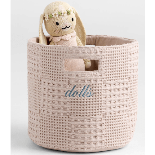 Nella Lilac Rose Organic Cotton Shelf Storage Bin with Handles